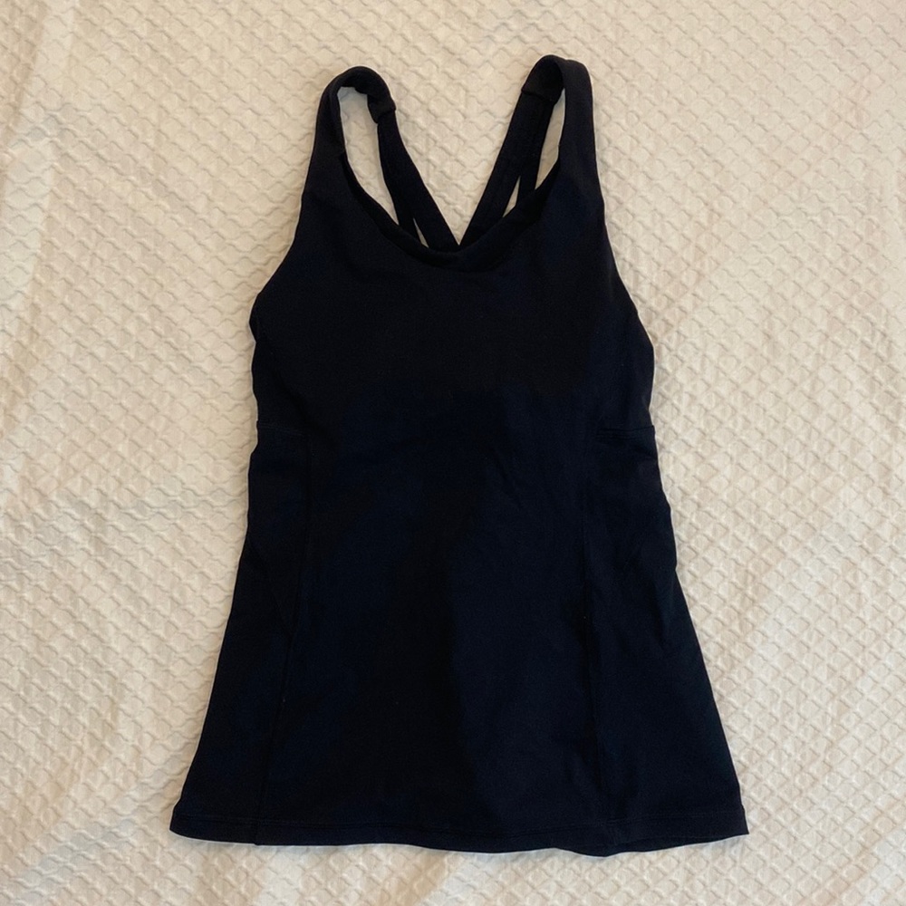 Lululemon Black Tank with Cross Back and built in bra - size 4
